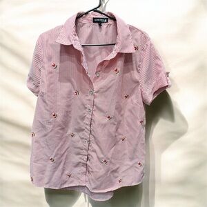 Konto Striped Pink Short Sleeve Shirt XL